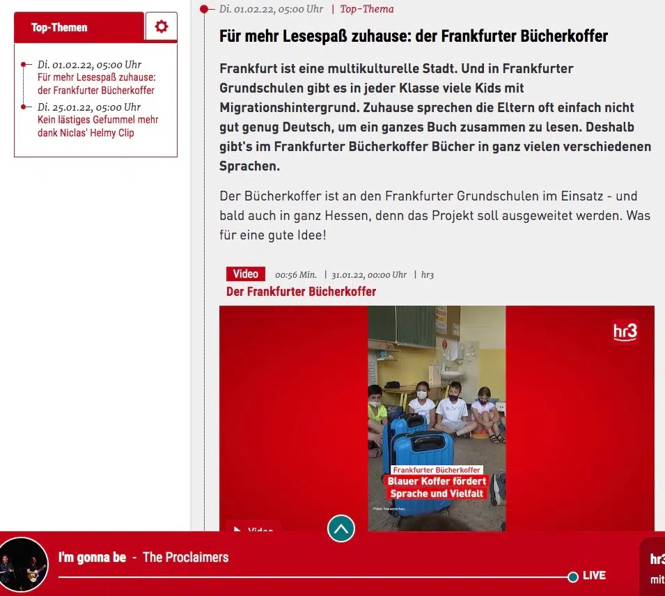 Der Frankfurter Bücherkoffer in der morningshow bei hr3